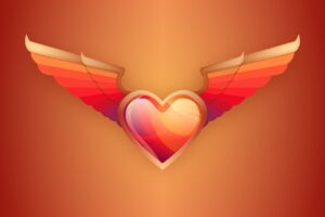 love, heart, wings