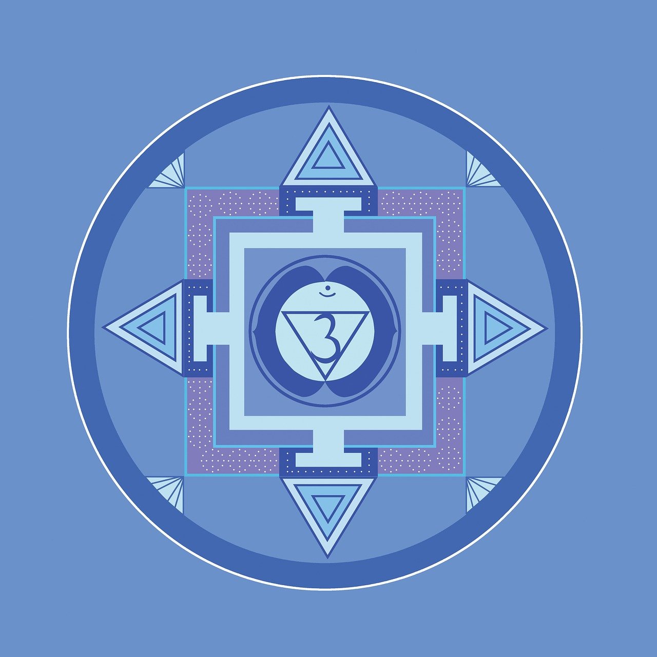 blue, chakra, mandala