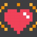 heart, pixel, square