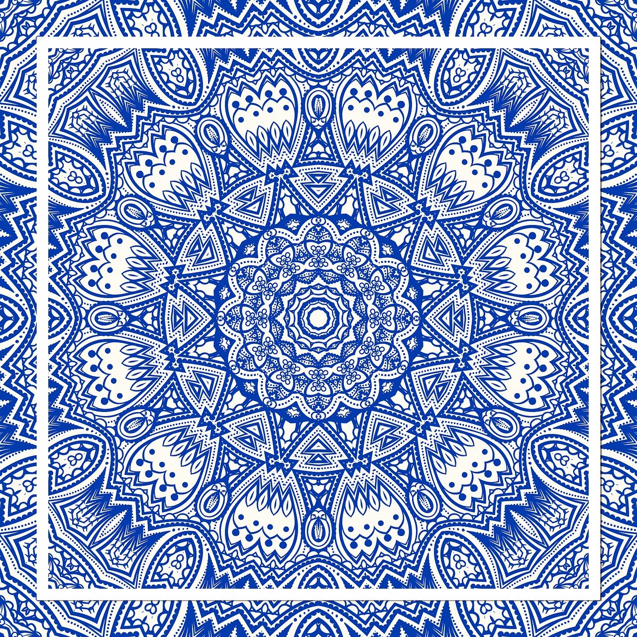 blue, mandala, kaleidoscope