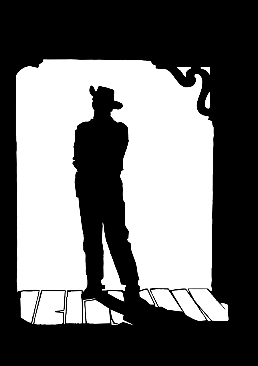 man, silhouette, western