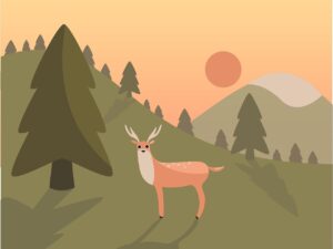 landscape, deer, mountain