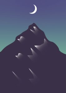 night, moon, mountain