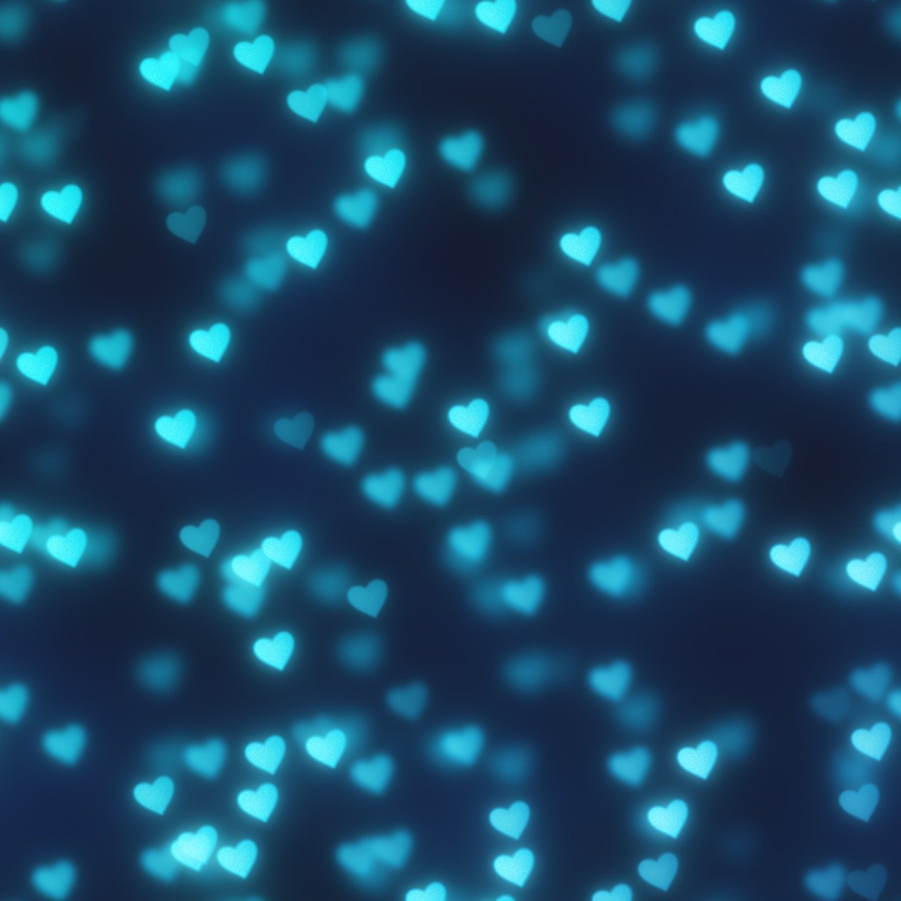 blue, heart, bokeh