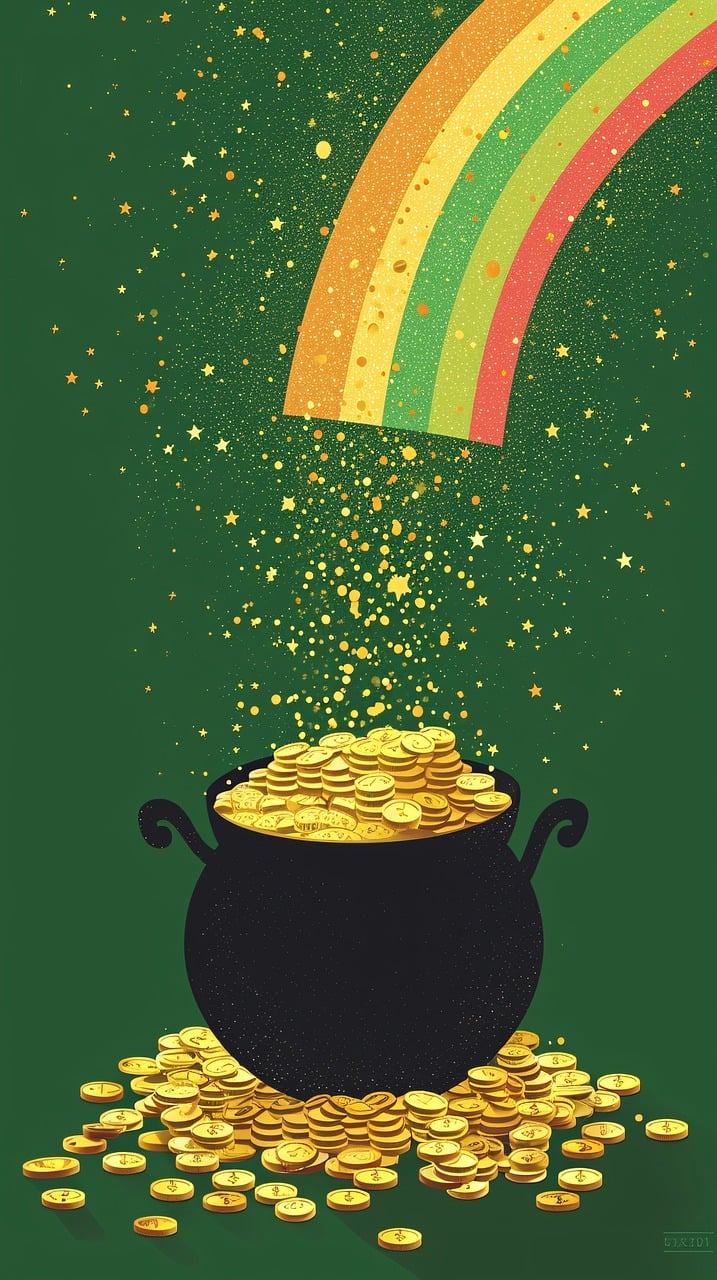 ai generated, pot of gold, rainbow