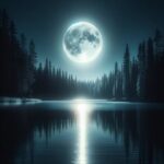 ai generated, lake, full moon