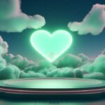 heart, green background, stage