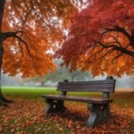 ai generated, park bench, autumn