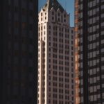 A view of tall buildings in a city