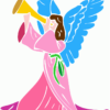 angel, trumpet, rose