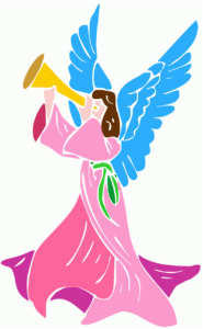 angel, trumpet, rose