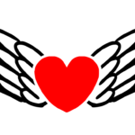 love, heart, wings