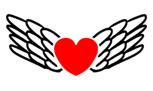 love, heart, wings