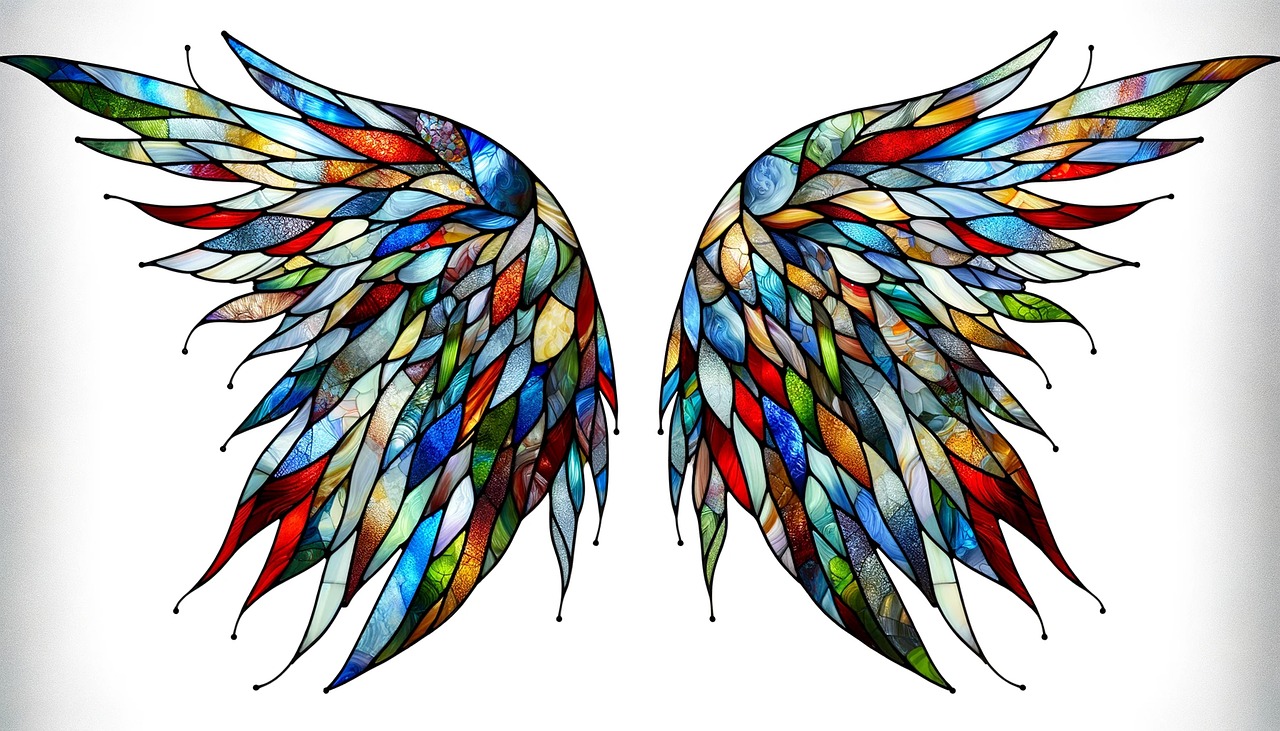 wings, stained glass, angel