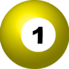 pool ball, number 1, sphere