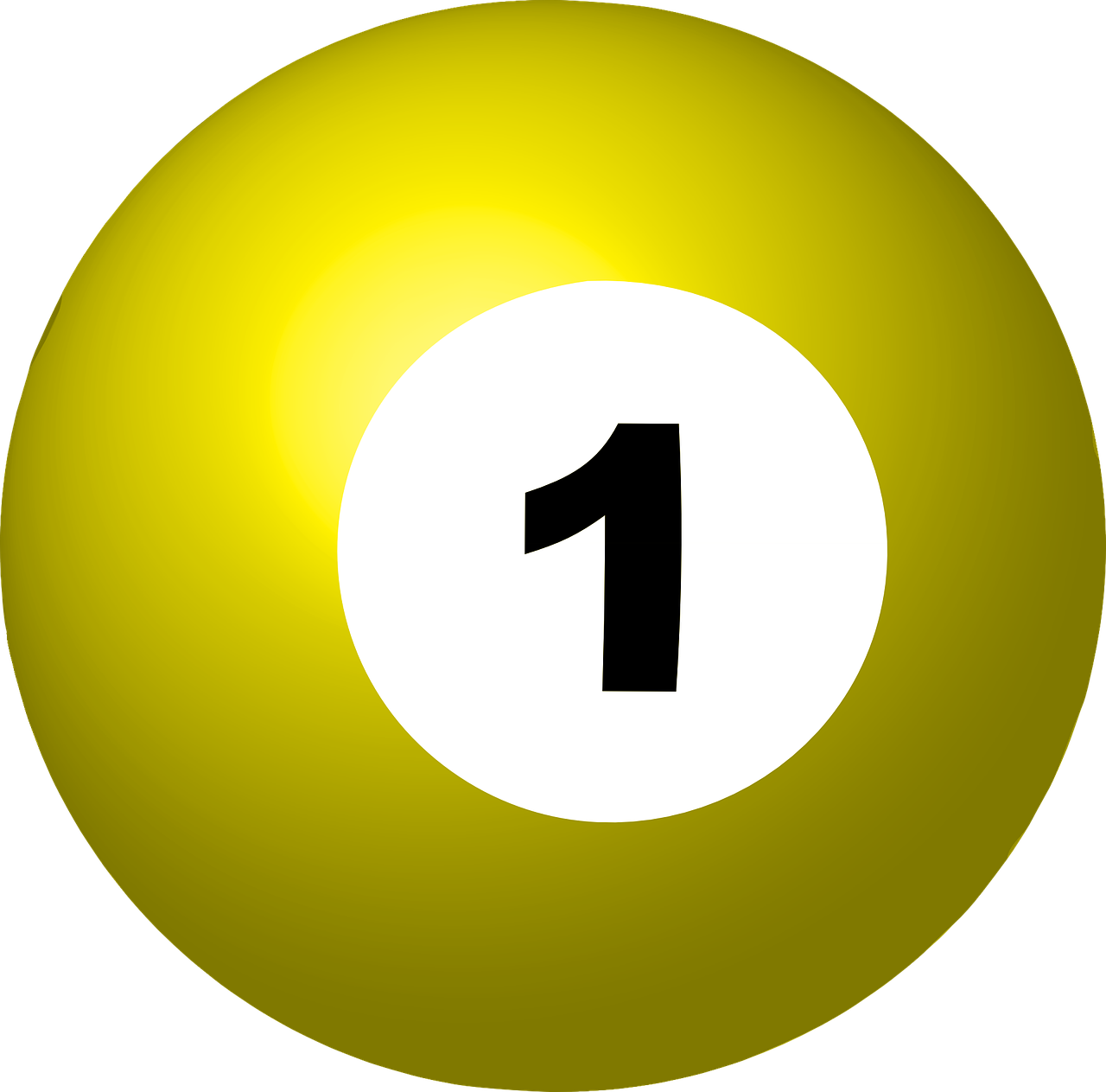 pool ball, number 1, sphere