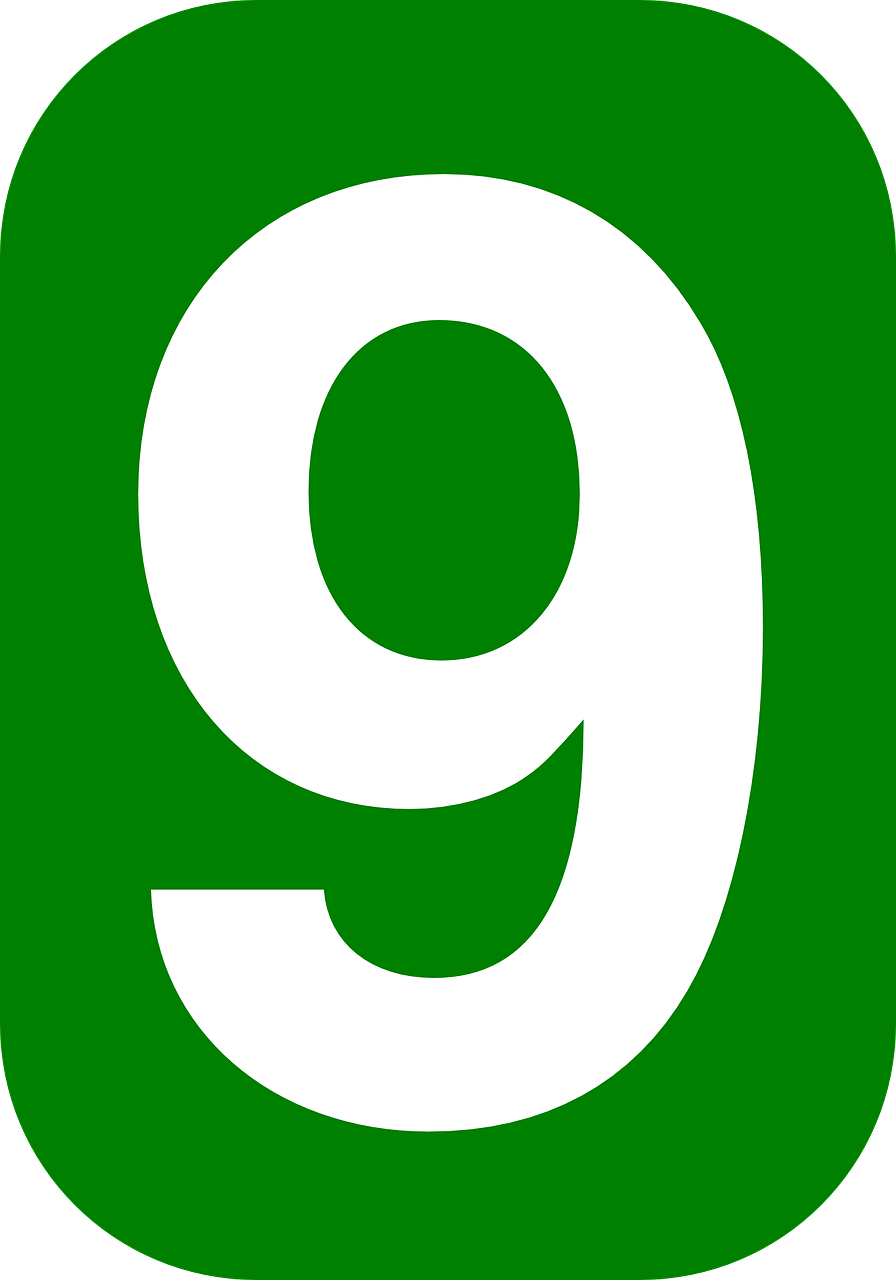 nine, 9, rounded