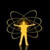 man, atom, ellipse, silhouette, hug, embrace, rings, planets, rail, planetary orbit, inside, outdoor, physics, quanta, intelligence, think, understanding, resonance, to understand, mind, understand, touch