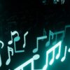 audio, musical notes, classical, glowing, magic, melody, music, neon, background, wallpaper