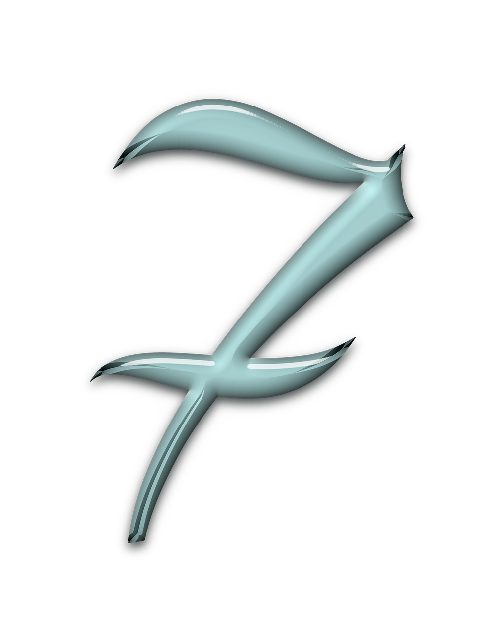 numbers, bevel, aqua, glass, blue, 7, seven